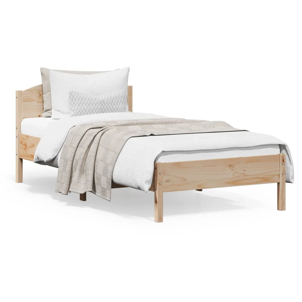 Letto singolo | Letto per adulti | Giroletto senza Materasso 100x200 cm in Legno Massello di Pino