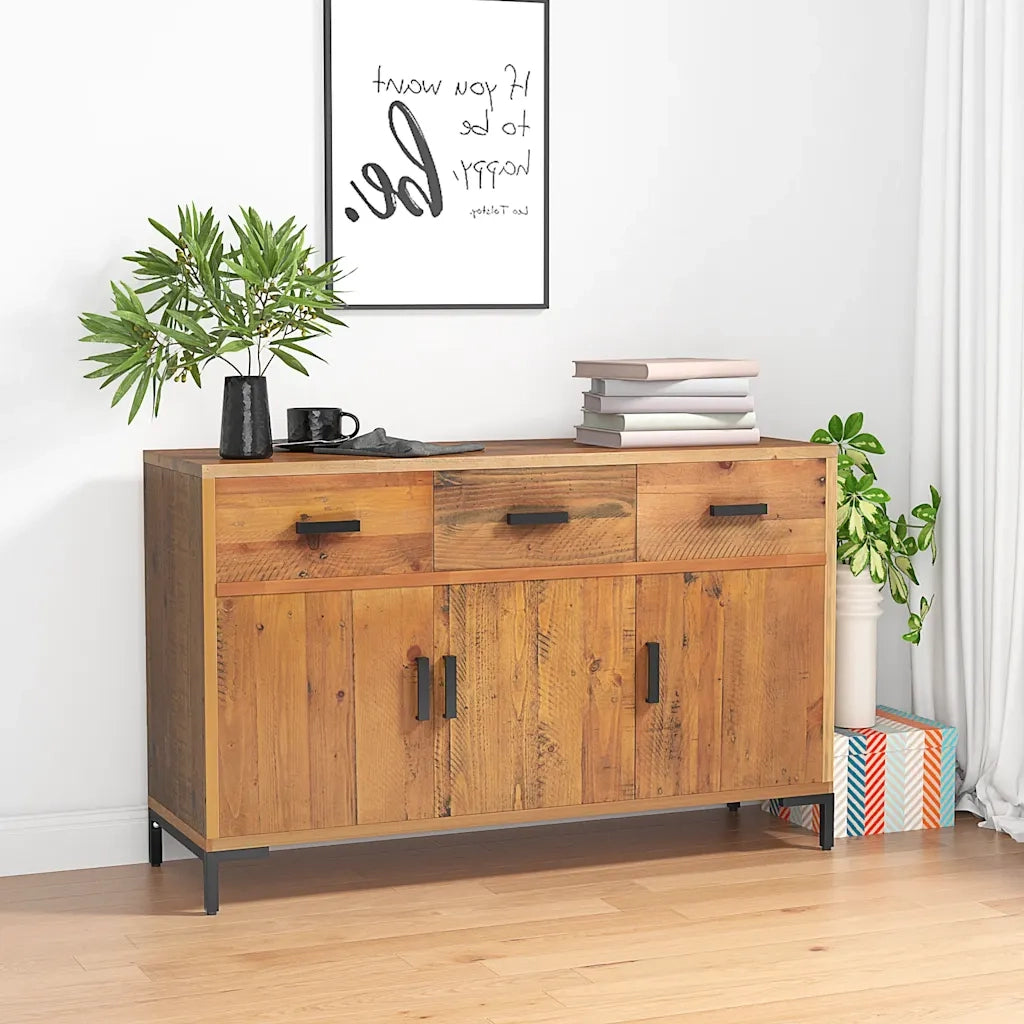 Credenza | Madia | Buffet da pranzo | Armadio da pranzo Marrone 110x35x70 cm in Legno Massello di Pino