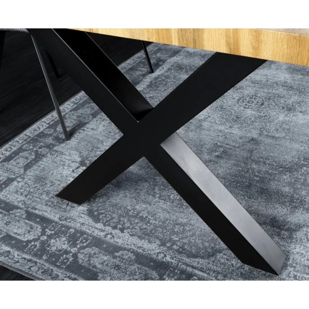 Tavolo da pranzo RIVET 160 cm in legno chiaro e metallo nero