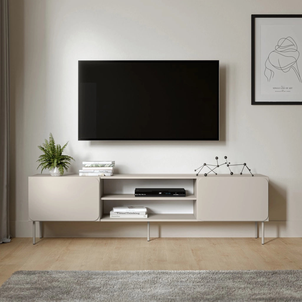 Cesara, Mobile Porta tv un Ripiano, 200x42x57h cm Beige