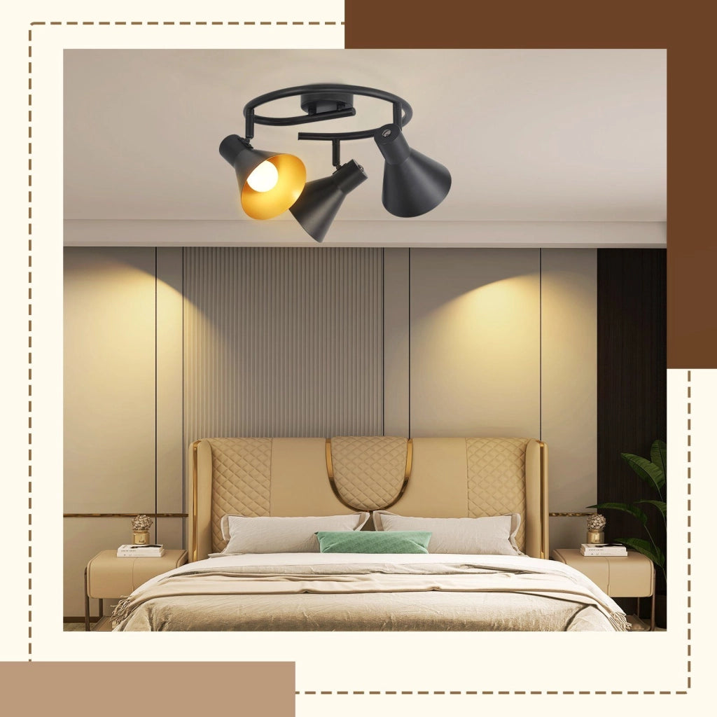 ZMH Faretto da soffitto neri E14 girevoli 350° stile industriale retrò metallo per cucina camera letto corridoio