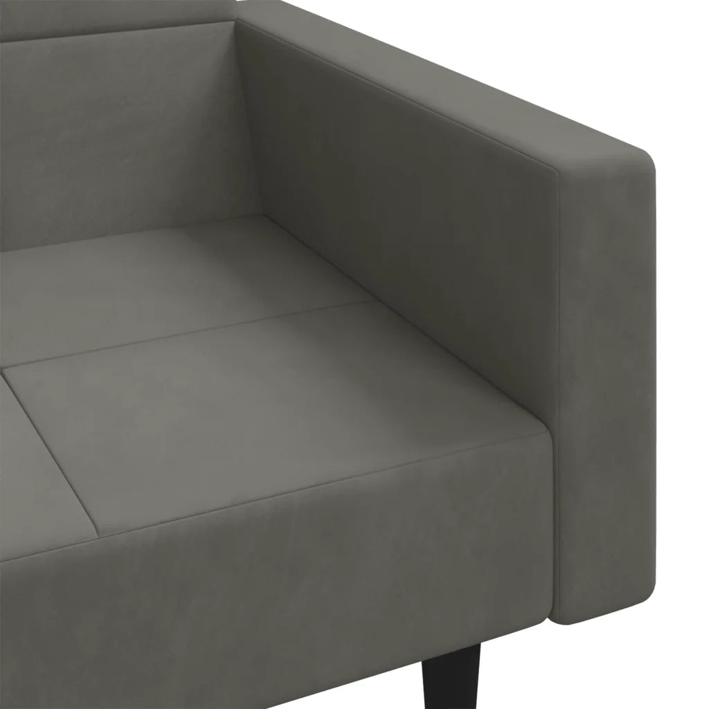 Divano Letto a 2 Posti con 2 Cuscini Grigio Scuro in Velluto 375817