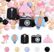 20 pezzi di perle in silicone con tema matrimoni - gonna alta tacca disegno - spaziatura irregolare perle per DIY bracciale - regali di nozze