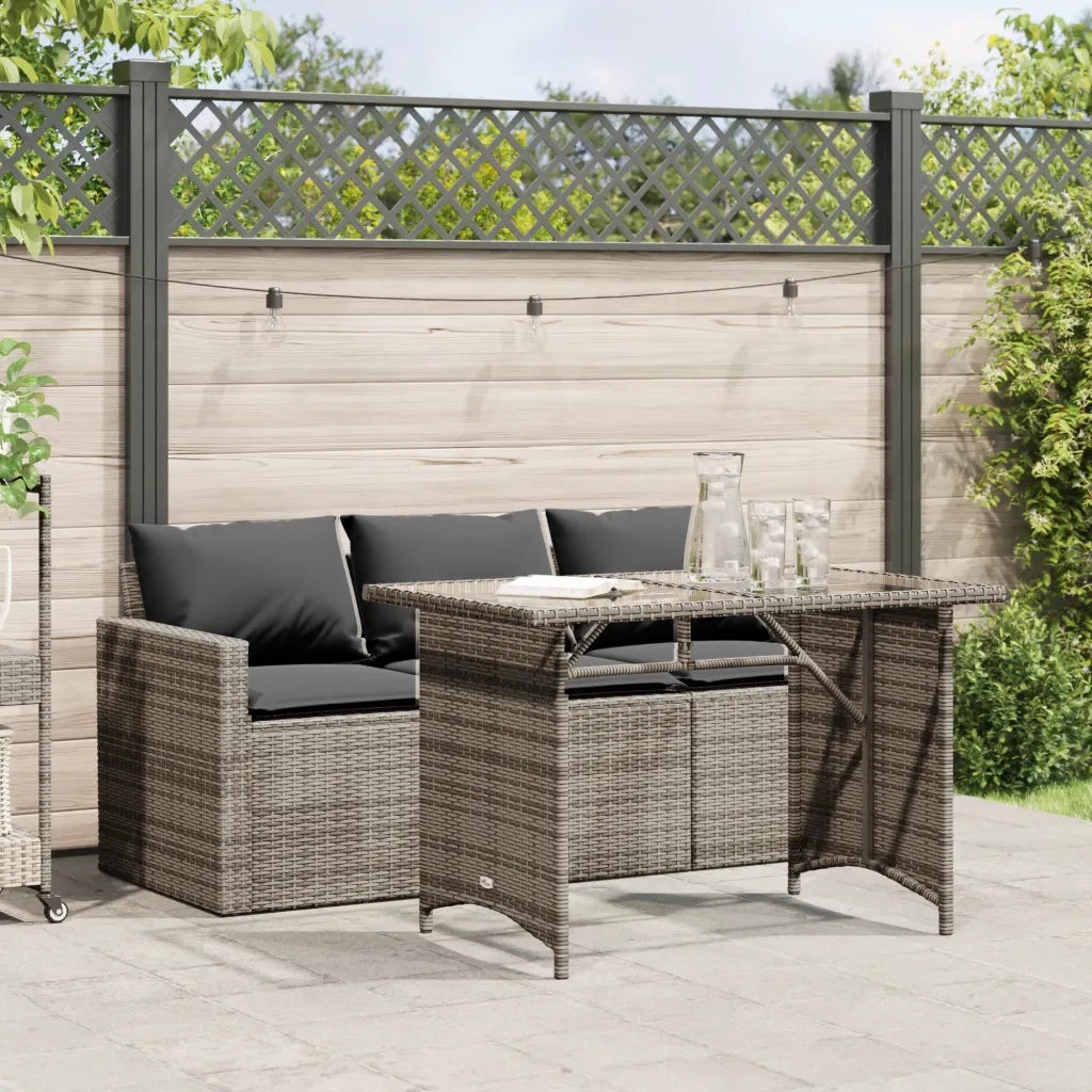 Set da Pranzo da Giardino 2 pz con Cuscini in Polyrattan Grigio 366331