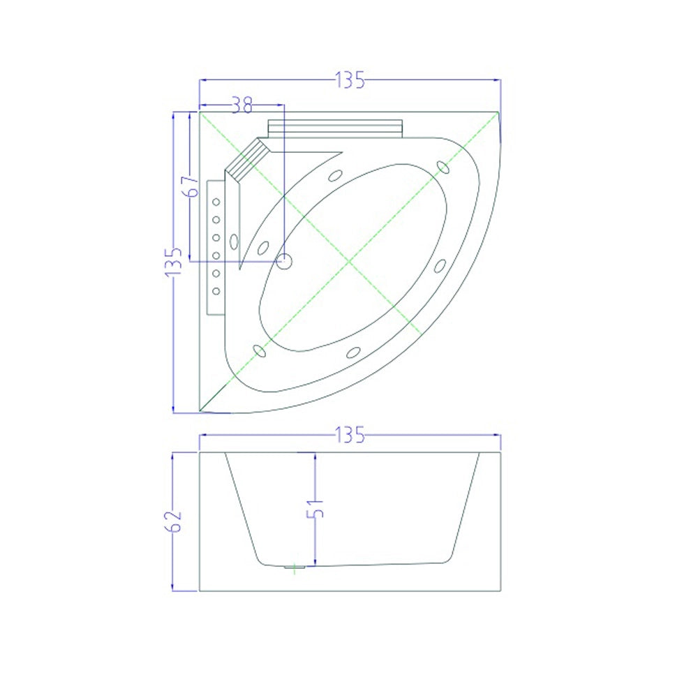 Vasca idromassaggio bianca per 1 persona 135 X 135 cm 6 getti – Daisy