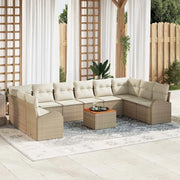 Set Divano da Giardino 11 pcs Beige e Crema polyrattan
