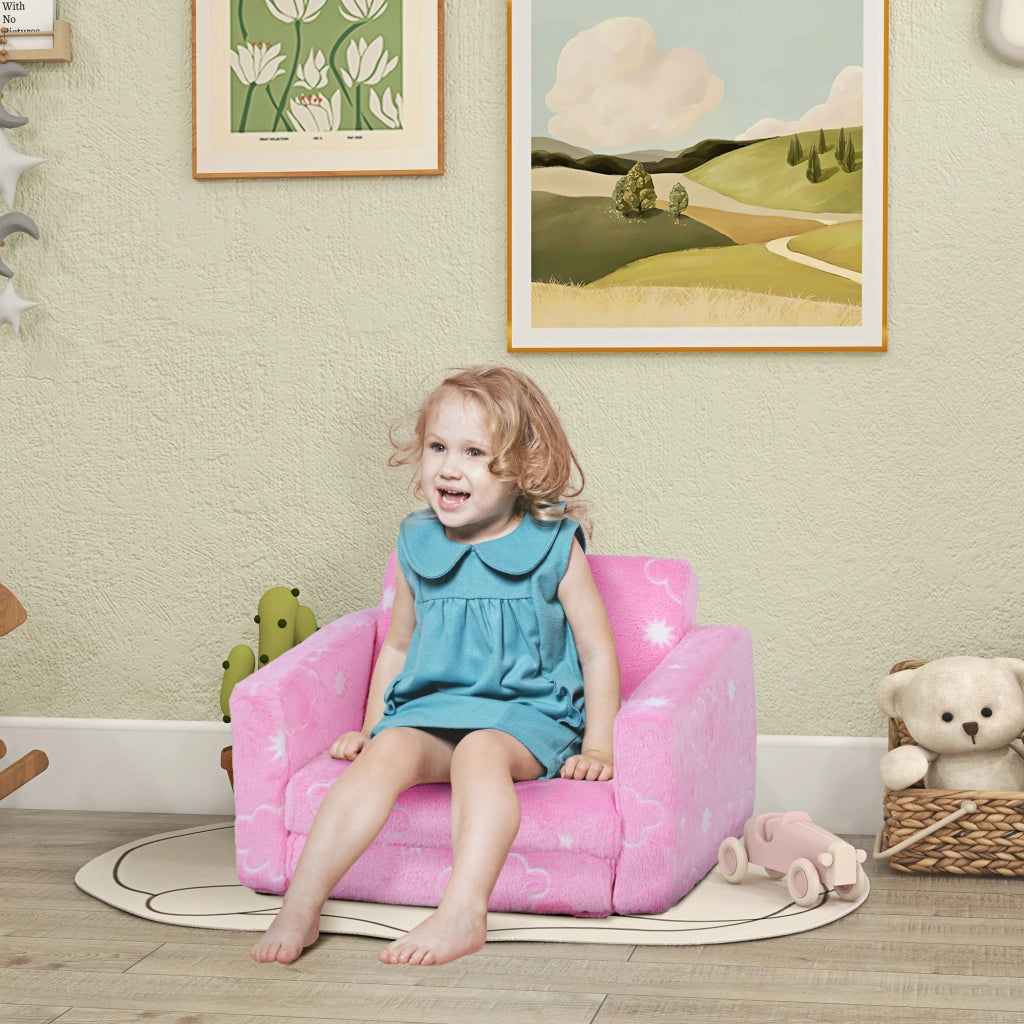 Divano letto per bambini 2 posti ¨C zephmum ¨C rosa, tessuto, 90x