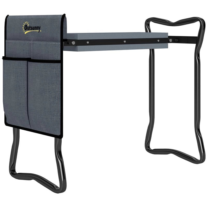SEDIA INGINOCCHIATOIO 2 IN 1 IN ACCIAIO CON BORSA PORTAOGGETTI E CUSCINO IN EVA, 58X28X49 CM, GRIGIO E NERO