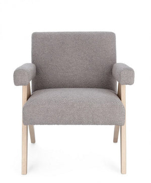 Poltrona Soggiorno 57,5x80x83 cm Faiza in Tessuto Tortora