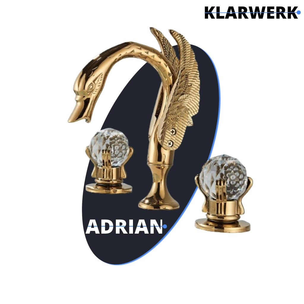 ADRIAN | Rubinetto da bagno a 3 fori grande cigno oro |per vasca dal design lussuoso per catering alberghiero miscelatore per lavabo a 2 maniglie