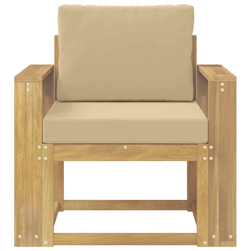 2 Pezzo Set di divani da esterno-Sofa da giardino Poliestere Bianco e Beige 212815
