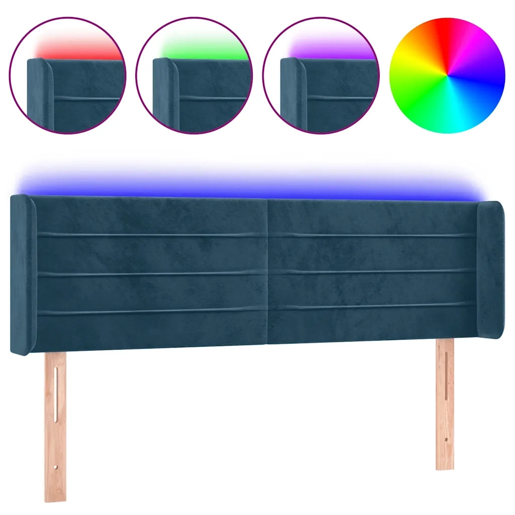 Testiera a LED-Testata con LED Blu Scuro 147x16x78/88 cm in Velluto 285418