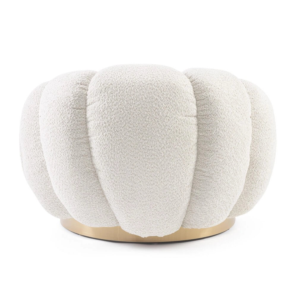 Poltrona Girevole Bouclé con Base in Acciaio Dorato - RACHEL