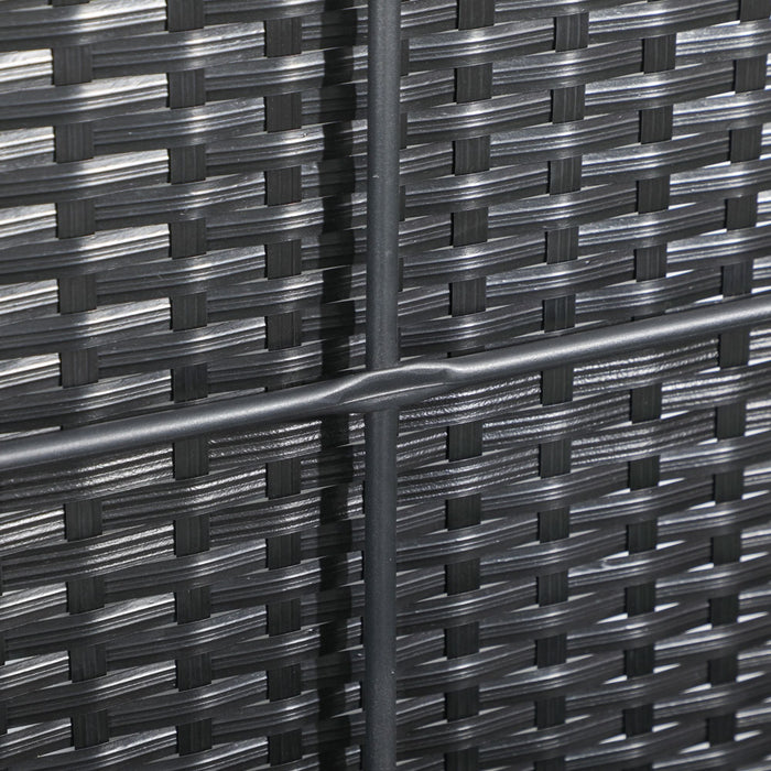 Baule Cassapanca da Giardino 95x60x58 cm in Rattan e Acciaio Nero