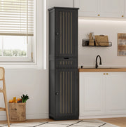 Credenza 40x30x170 cm con 4 ripiani regolabili e sistema antiribaltamento in MDF nero