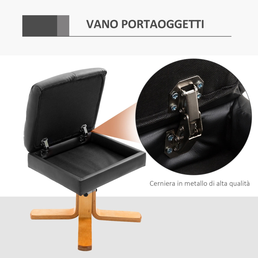 Poltrona Reclinabile Relax con Poggiapiedi in Pelle ¨C Zephmum ¨C Nero