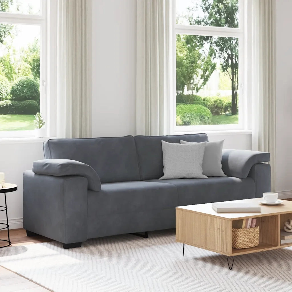 Divano a 3 Posti Grigio Scuro 220x77x82 cm in Velluto 4105278