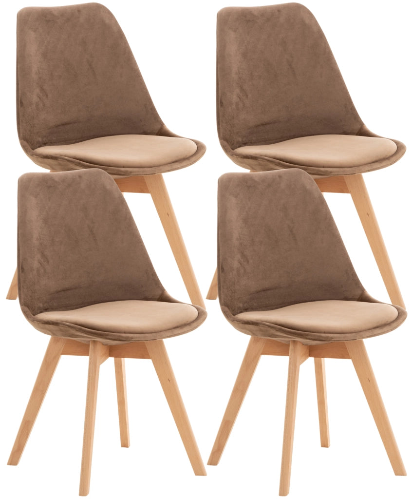 Set 4 Sedie Pranzo Linares marrone,Velluto