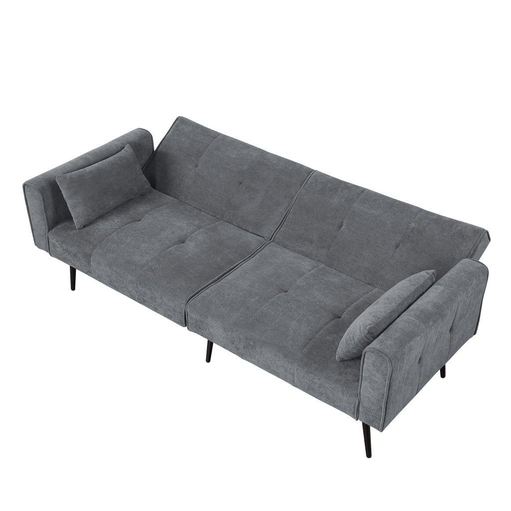 Divano Letto Convertible con Schienale Regolabile per Soggiorno e Studio, in Corduroy, Grigio