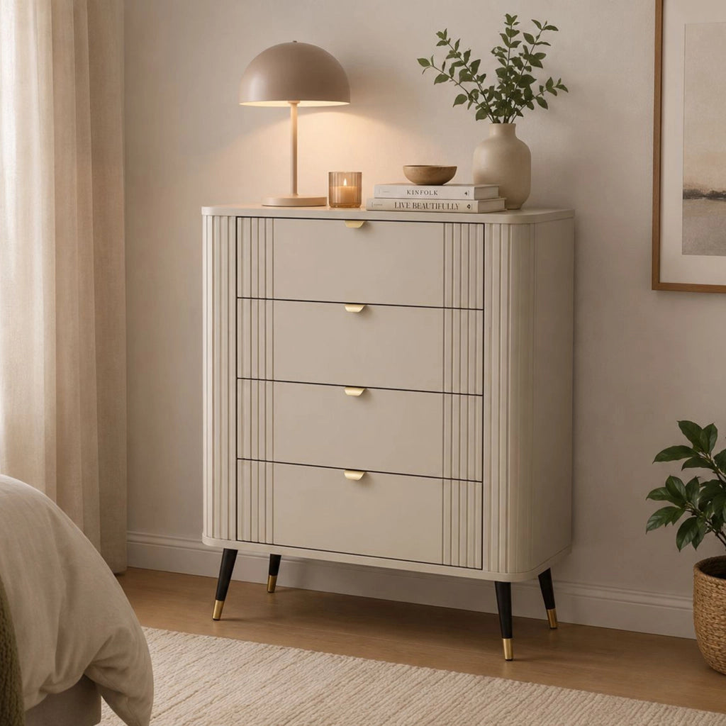 Lanoha, Cassettiera 4 Cassetti, 78x40x98h cm Beige Cashmere
