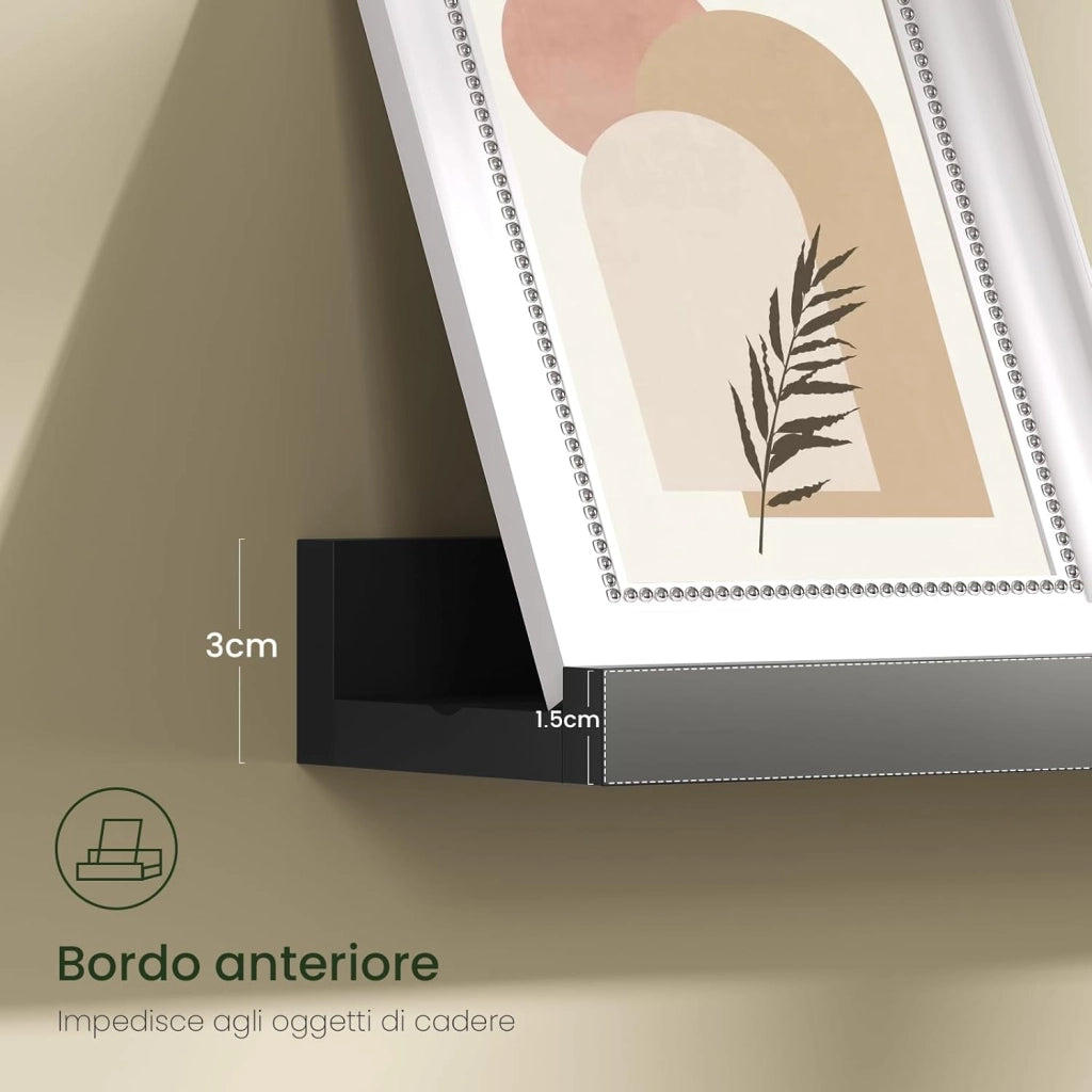 Set di 6 scaffali da Parete, per Foto, per Soggiorno, Camera da Letto, Bagno, Cucina, 60 x 5 x 12 cm