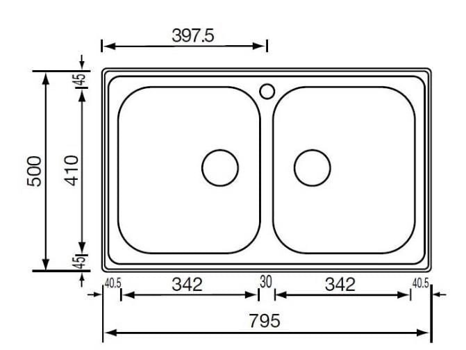 CM Zenith plus 79 x 50 2V Lavello ad incasso Rettangolare Acciaio inossidabile