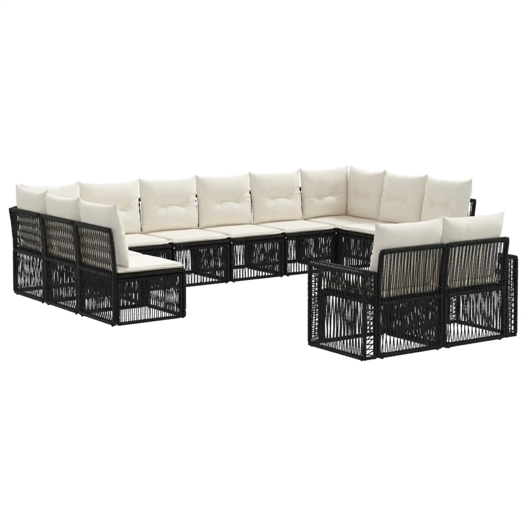 Set Divano da Giardino 12 pcs Nero e Bianco Crema polyrattan 3435268