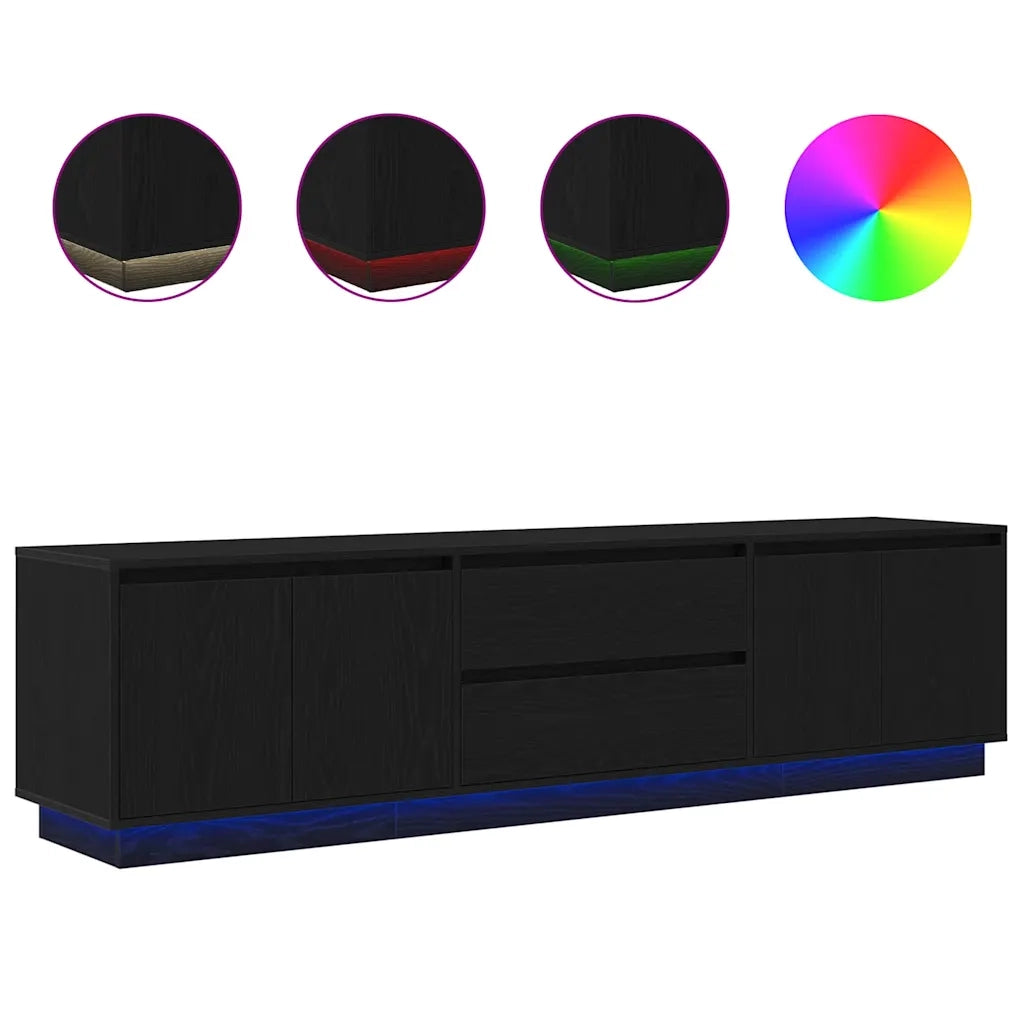 Mobile TV | Armadietto TV | Mobile Porta TV con Luci LED Rovere Nero 193,5x41x50 cm