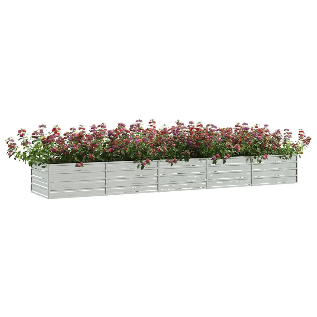 Fioriere | Cassetta per fiori | Letto Rialzato Giardino 400x80x45 cm in Acciaio Zincato Argento