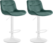Set di 2 sgabelli da bar Vonore in velluto verde,bianco