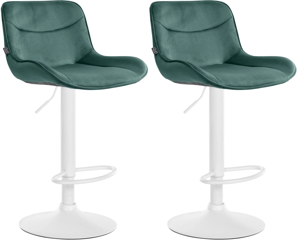 Set di 2 sgabelli da bar Vonore in velluto verde,bianco