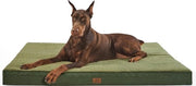Letto per cani ortopedico per cani grandi, 137 x 111,5 x 10 cm, cuscino per cani, coperta per cani in lana, lavabile, verde scuro, per cani grandi