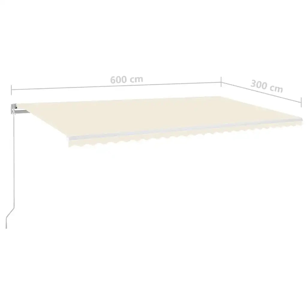 Tenda da Sole Retrattile Manuale con LED 600x300 cm Crema 3068962
