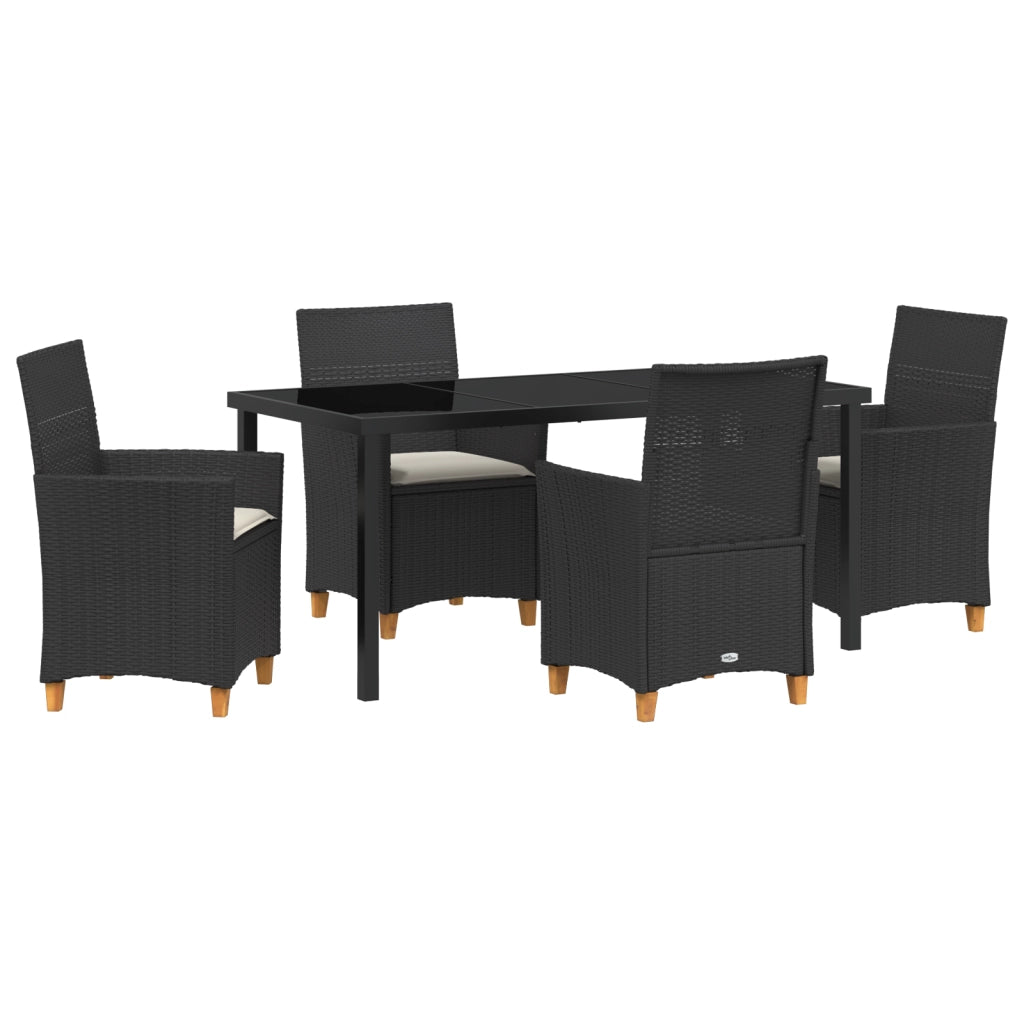 Set di Mobili da Pranzo da Giardino con Cuscini, Nero, Polyrattan