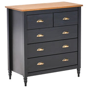 Credenza nera a 5 cassetti con ripiano in legno in stile scandinavo