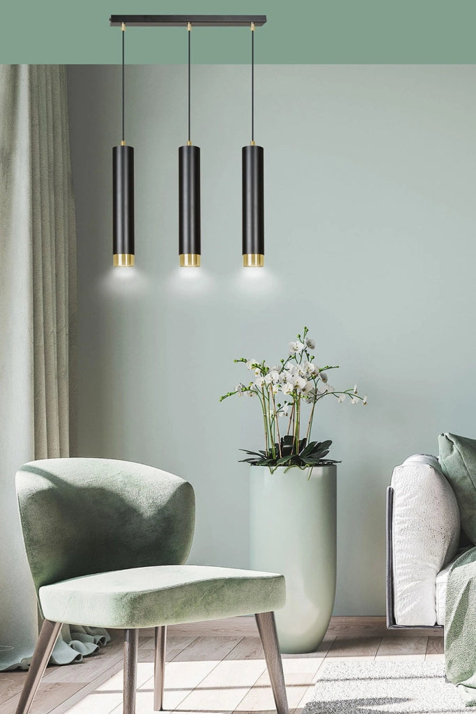 Lampadario Emibig KIBO 3 3xGU10 nero oro regolabile