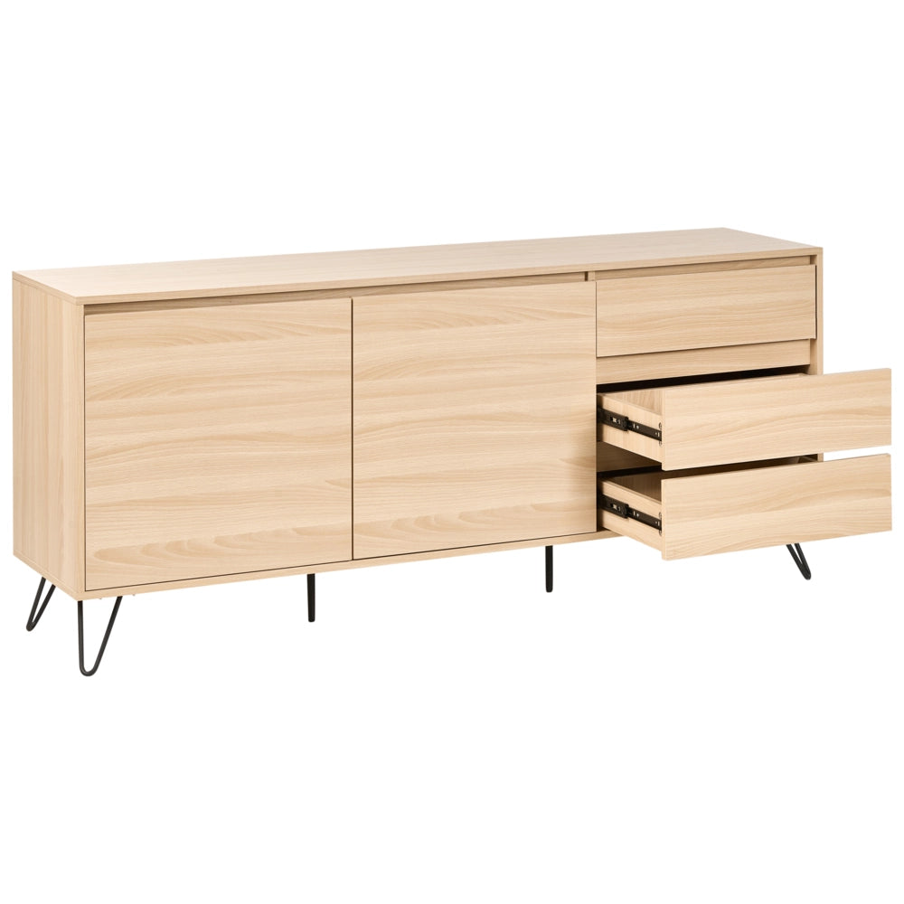 Credenza a 2 ante in truciolato con 2 cassetti marrone chiaro Cardigan camera da letto dal design minimalista