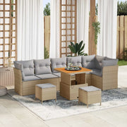 Set Divano da Giardino con cuscino 9 pcs beige e grigio chiaro 3363452