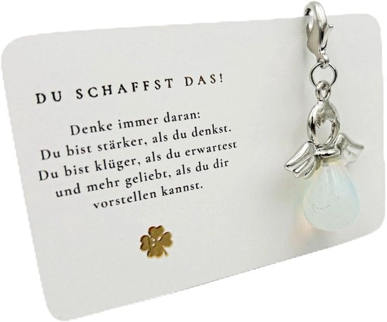 Sleutelhanger con Pietra di Lusso e Cartello, Portafortuna in Scatola di Regalo, Manufatto Artigianale