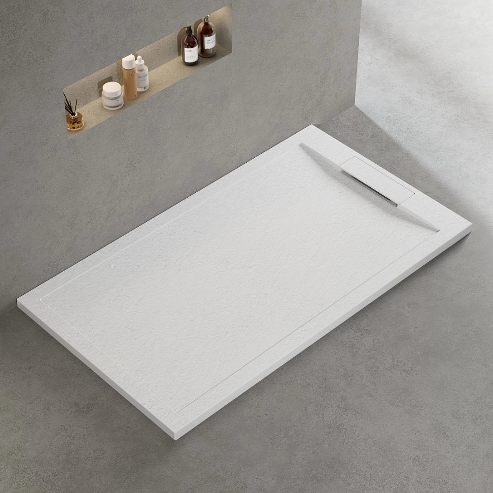 Piatto Doccia Ultraslim 70x150 cm Mineral Marmoresina Bianco Effetto Pietra| Riva