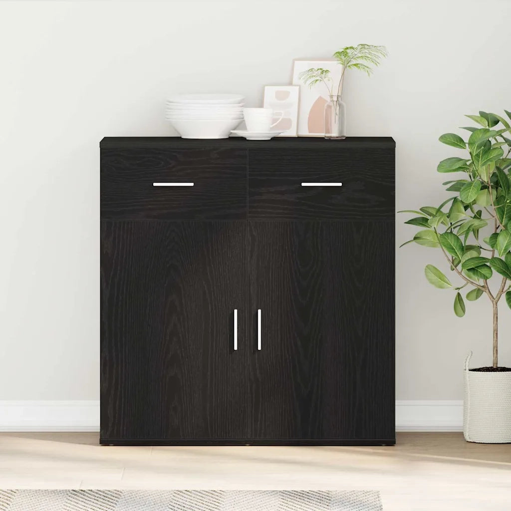 Credenza Rovere Nero 78 x 38 x 80 cm Legno multistrato 871677
