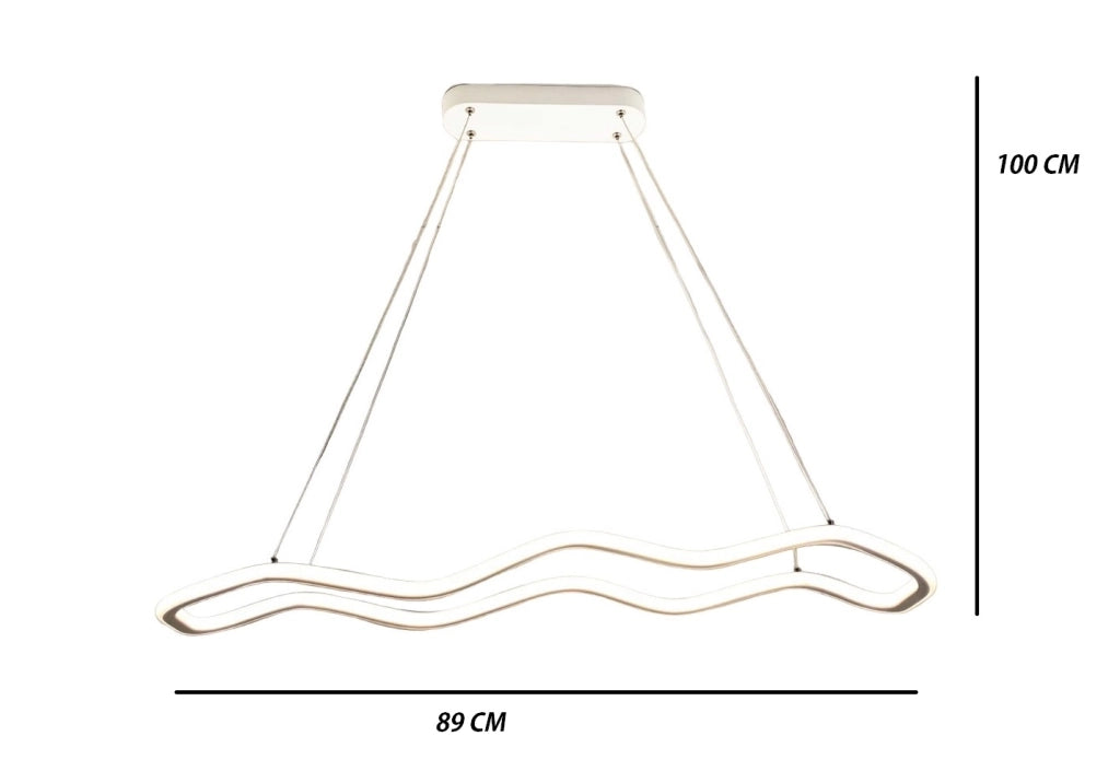 Lampadario Plafoniera Illuminazione a Led Moderno 48W Luce Soffitto Forma onda luce calda 3000K