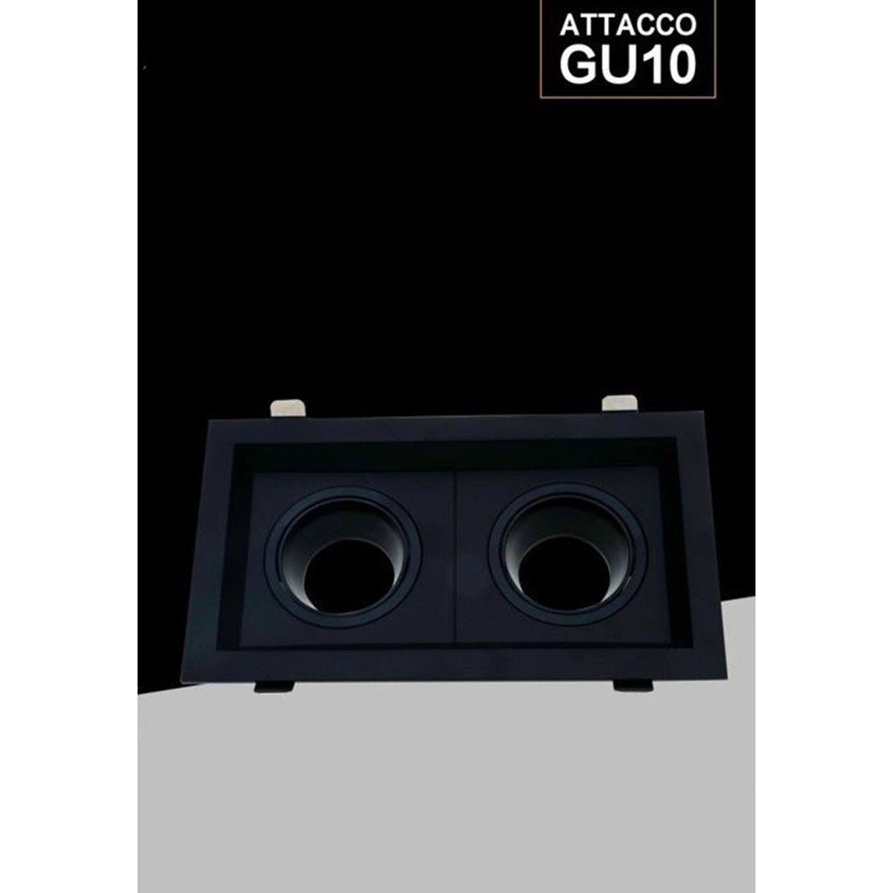 Trade Shop - Porta Faretto Doppio Orientabile Ad Incasso Nero Per Lampadine Gu10 Gu5.3 P33-n2 -
