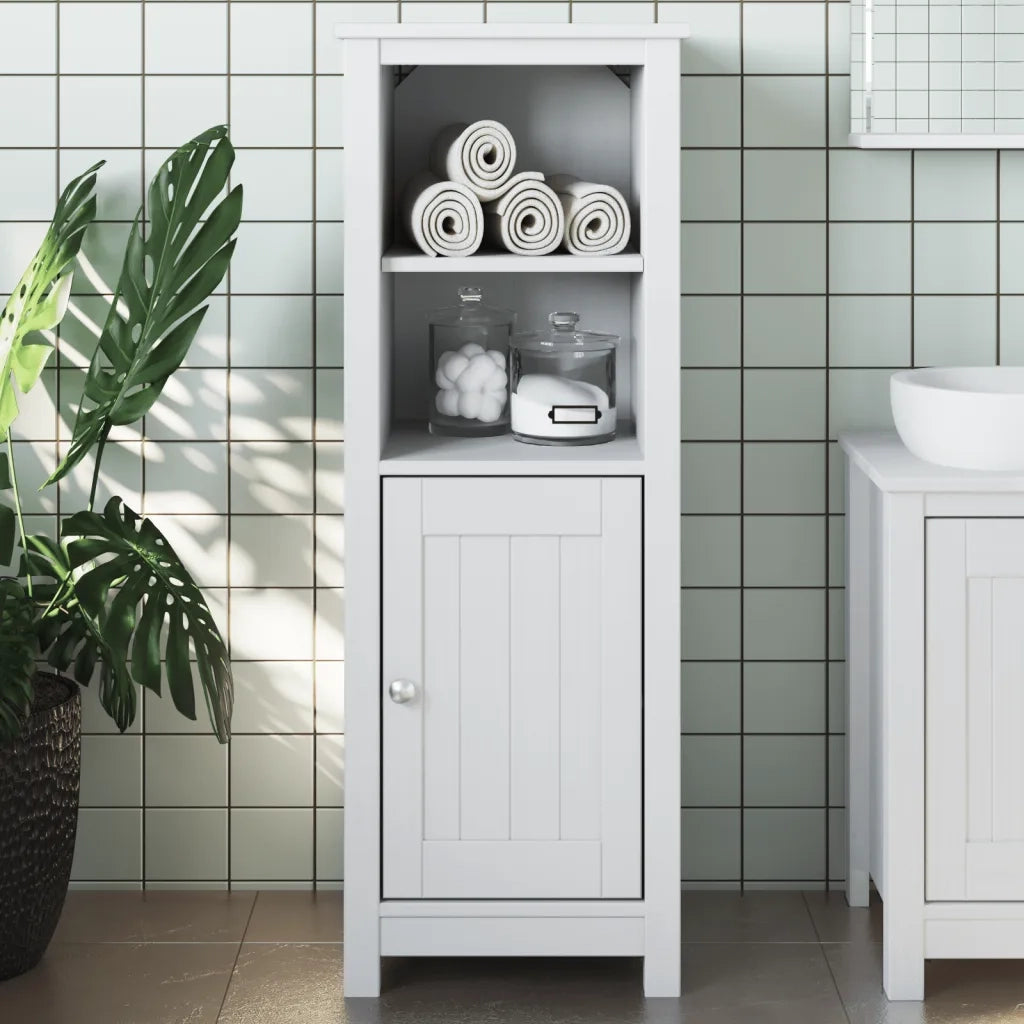 Mobile da Bagno | Armadio da bagno BERG Bianco 40x34x110 cm Legno Massello di Pino