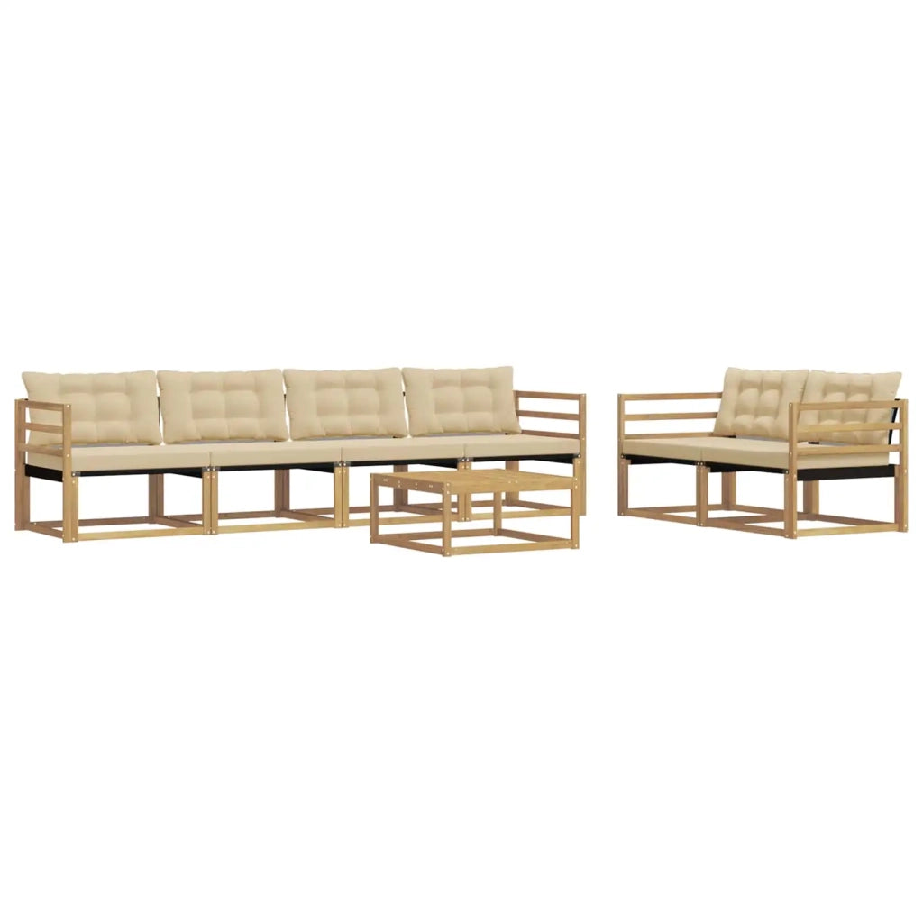 Set di divani da esterno 7 pz Bianco e Beige 3388435