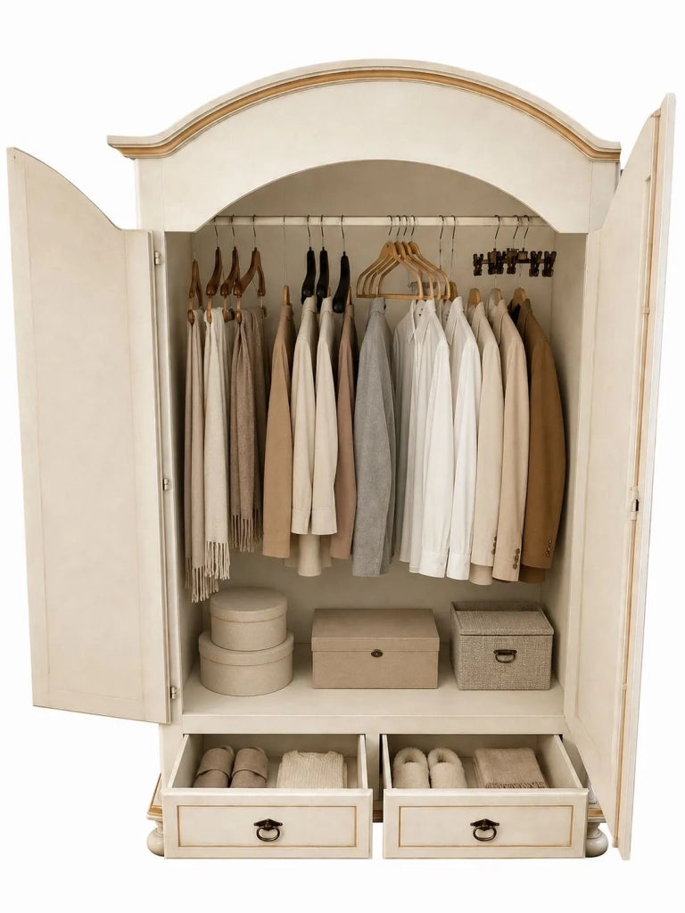 Armadio shabby 2 porte legno bianco anticato filo arancione 125x61x200 - Mobili 2G