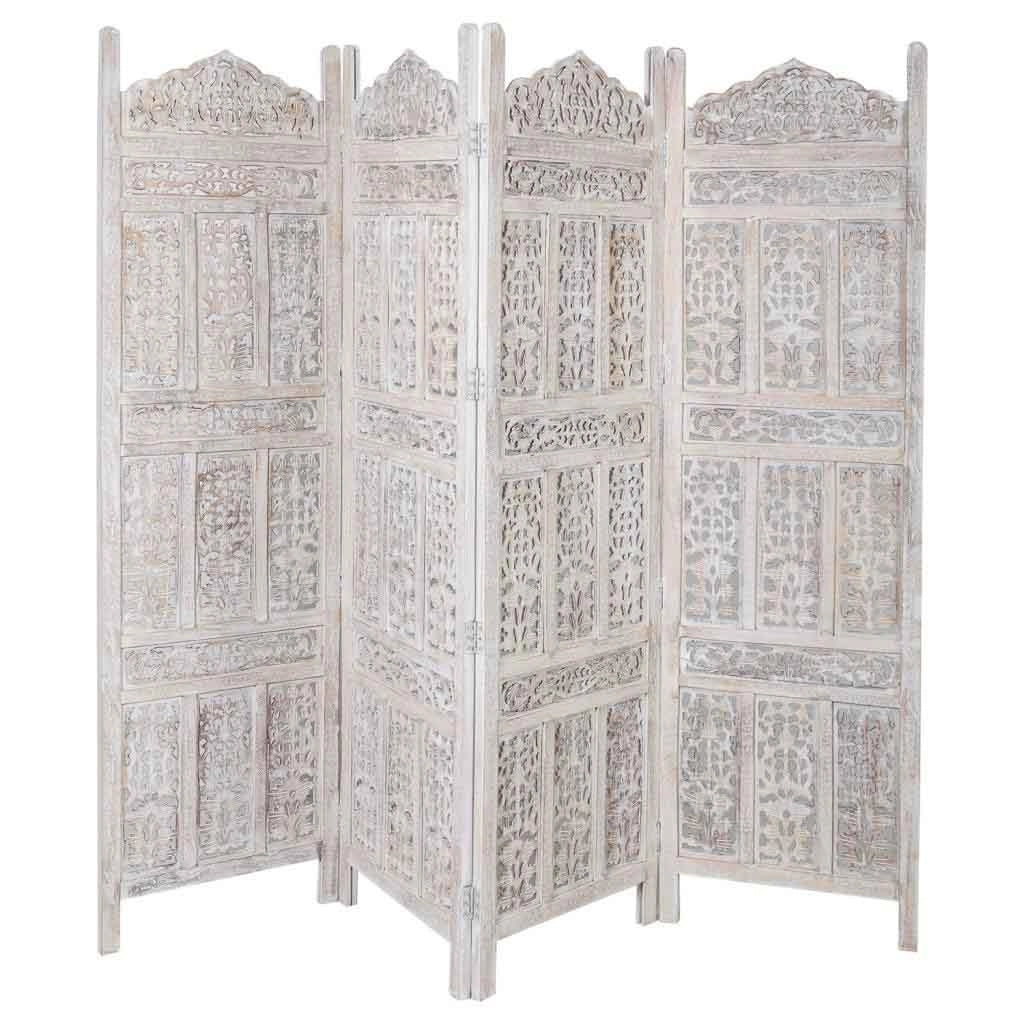 Separè in legno bianco artigianale 50(x4) x 2,5x180h cm