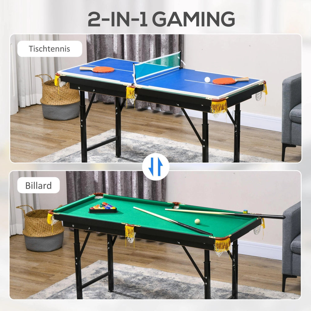 Tavolo da gioco 2 in 1 biliardo ping pong ¨C Minimal ¨C Blu/Verde 140x63x80cm