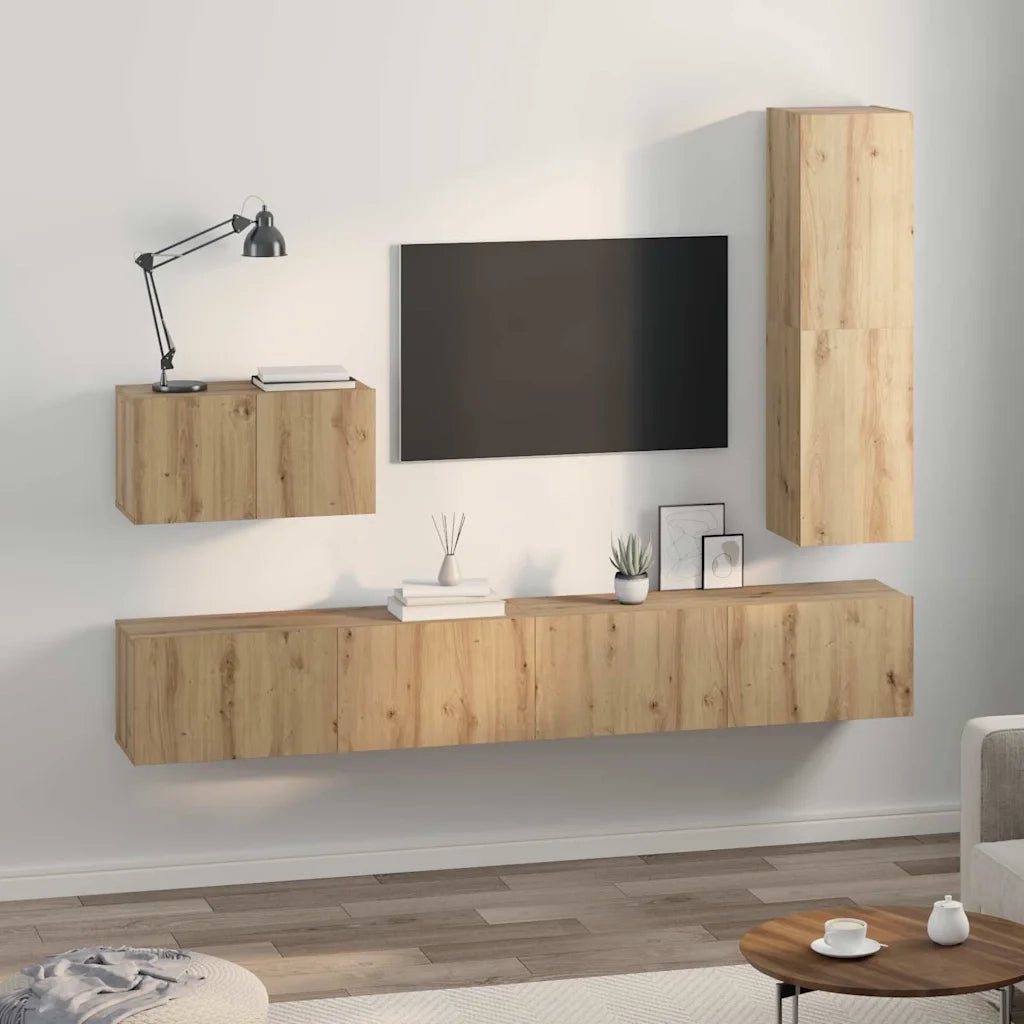 Set mobile TV 4 pcs Rovere artigianale Legno multistrato