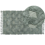 Tappeto cotone trapuntato verde con nappe 80 x 150 cm stile boho soggiorno